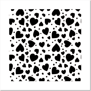 black hearts seamless pattern design print Posters and Art